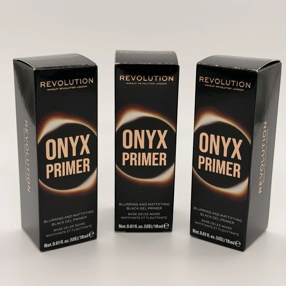 Revolution Onyx Primer Blurring & Mattifying Black Gel Primer 18ml Lot Of 3 Pcs